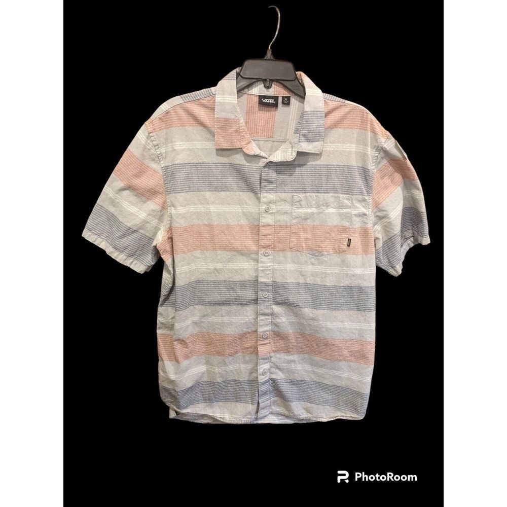 Mens VANS Cotton Button-Down Short Sleeve‎ Collared Shirt Large